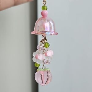 Pink and Green Floral Charm Keychain